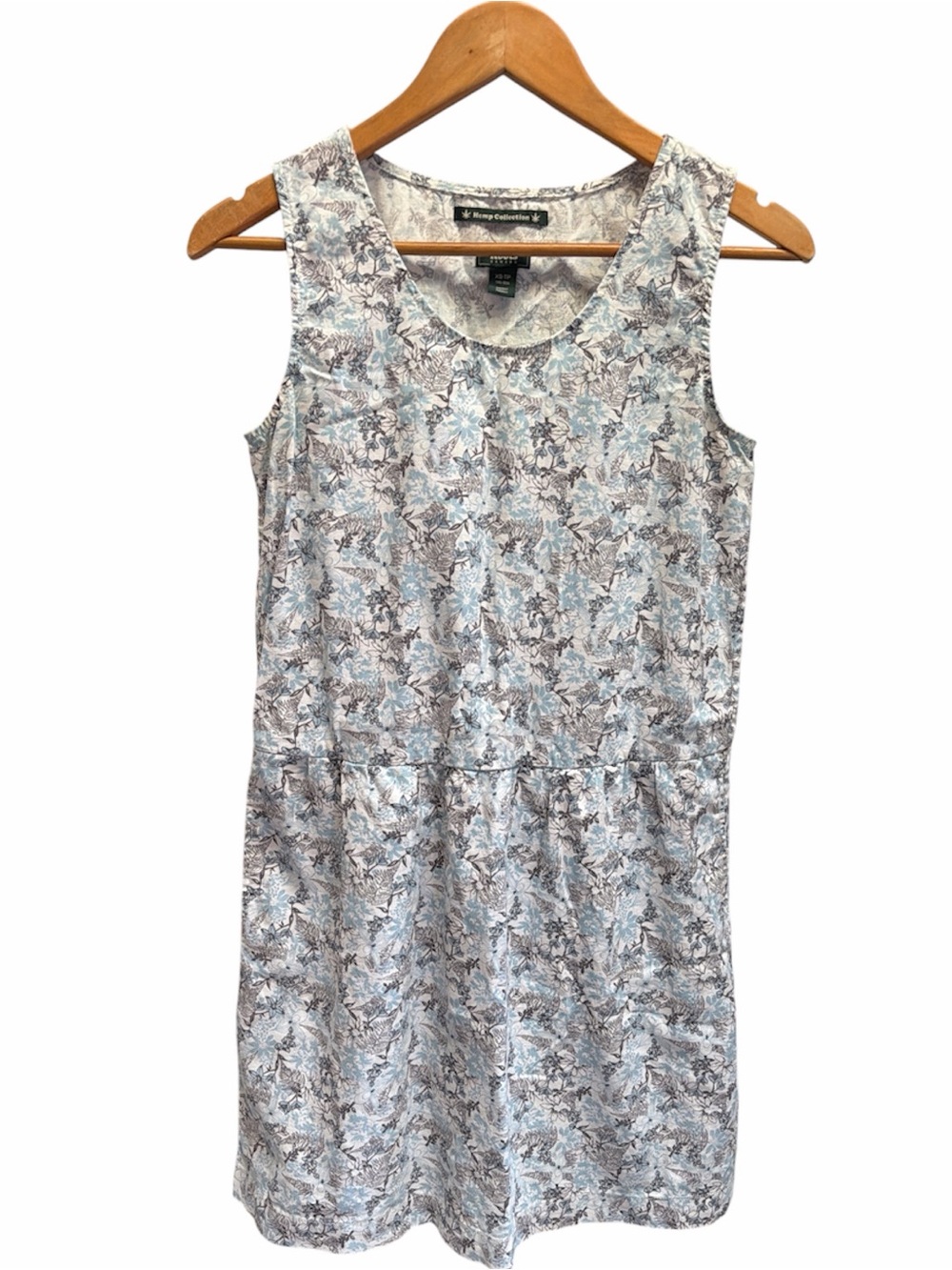 Roots Hemp Collection Sleeveless Floral Dress, Pockets Size XS